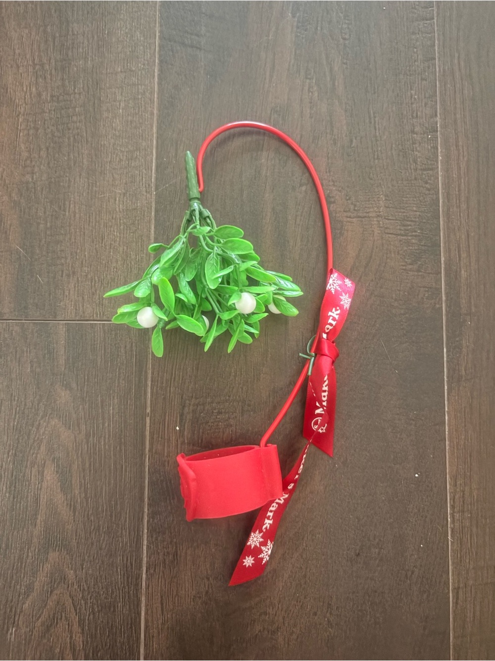 Makers Mark Mistletoe Bottle Topper with Red Holiday Ribbon